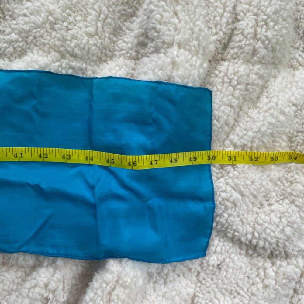 Stunning Turquoise Blue Rectangular Silk Scarf - image 3